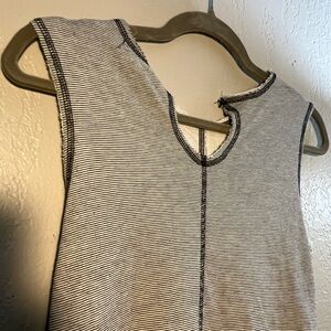 Striped Sleeveless Asymmetrical A-Line Dress Grey and Black Small Tunic Small